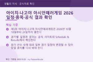 아이치·나고야 아시안패러게임 2026 일정·종목·공식 결과 확인 10 아이치·나고야 아시안패러게임 2026 일정·종목·공식 결과 확인 - 핵심 기준