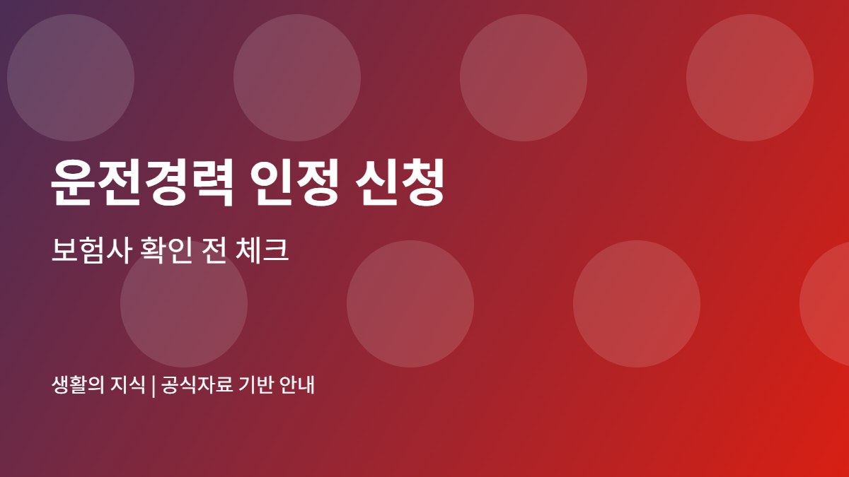 자동차보험 가입경력 인정, 보험료 계산 전 챙길 서류 6가지 3 운전경력 인정 신청 안내 이미지