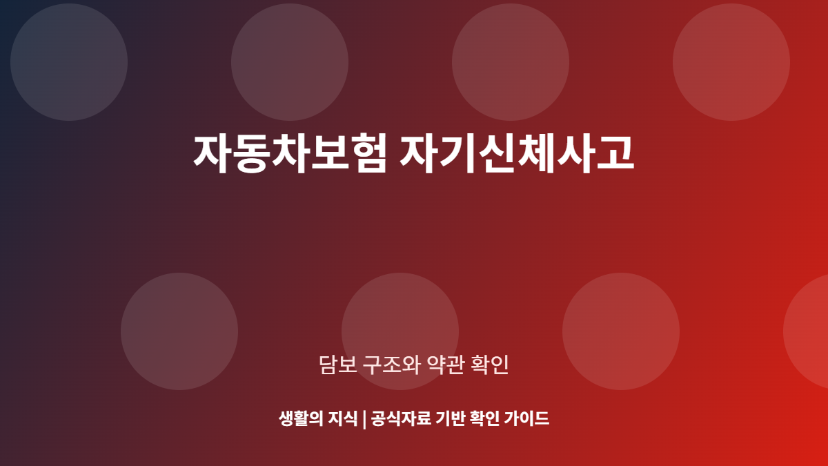 자동차보험 자기신체사고 담보 안내