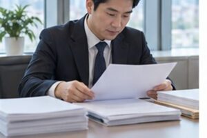 재산조회신청 비용, 조회기관이 늘면 얼마나 달라질까 6 재산조회신청 비용 관련 법원 절차 서류를 차분히 분류하는 한국인 성인과 밝은 사무 공간
