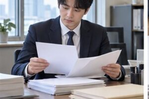 소액사건 소송비용, 청구금액이 작아도 따로 드는 항목 5 소액사건 소송비용 관련 법원 절차 서류를 차분히 분류하는 한국인 성인과 밝은 사무 공간