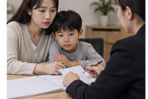 양육비 이행명령 불이행, 결정 뒤에도 안 주면 어떤 절차가 이어질까 1 양육비 이행명령 불이행 관련 조용한 상담 공간에서 가족 관련 법원 서류를 검토하는 한국인 보호자