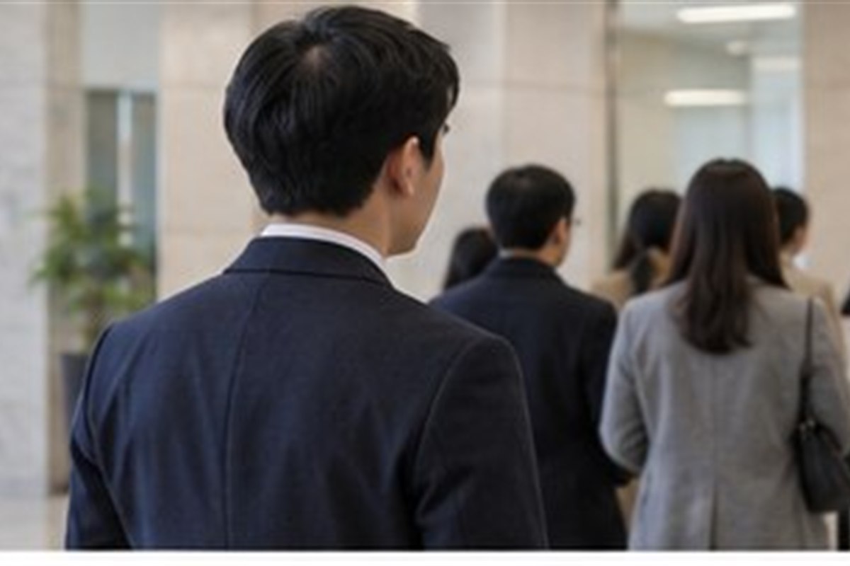 임차권등기명령 해제 관련 현대적인 법원 민원실 복도에서 순서를 확인하는 사람