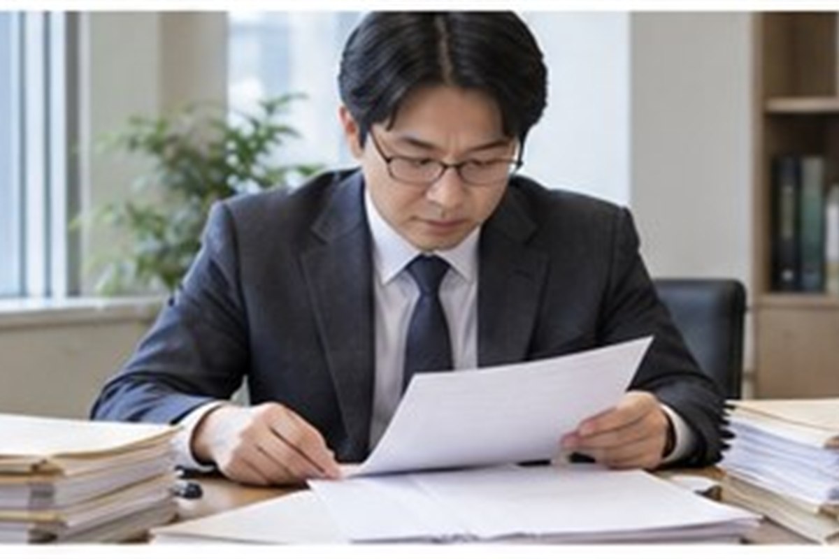 소송비용액확정신청, 변호사보수는 실제 낸 만큼 인정될까 1 소송비용액확정신청 관련 법원 절차 서류를 차분히 분류하는 한국인 성인과 밝은 사무 공간