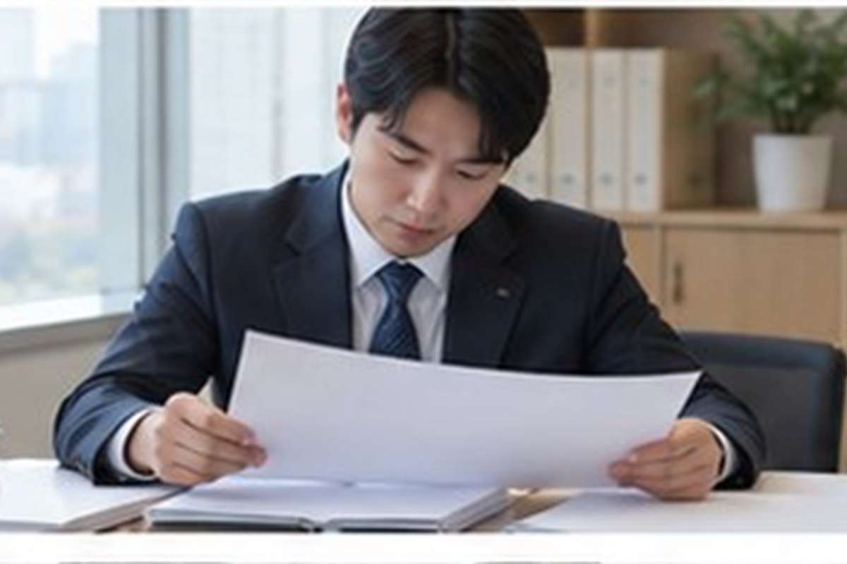 명도소송 강제집행 비용 관련 법원 절차 서류를 차분히 분류하는 한국인 성인과 밝은 사무 공간