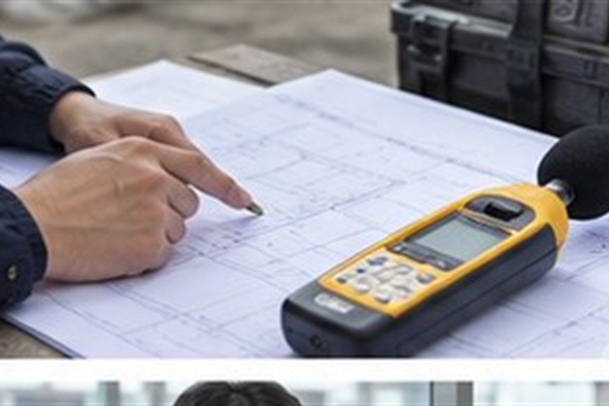 특정공사사전신고, 공사기간이나 장비가 바뀌면 다시 신고해야 할까 2 특정공사사전신고 관련 글자 없는 시설 배치도와 측정 장비를 검토하는 기술자 손