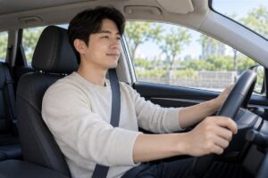 운전적성정밀검사예약, 신규·특별·자격유지검사는 무엇이 다를까 9 운전적성정밀검사예약 관련 주차된 차량에서 운전 준비 상태를 확인하는 한국인 운전자