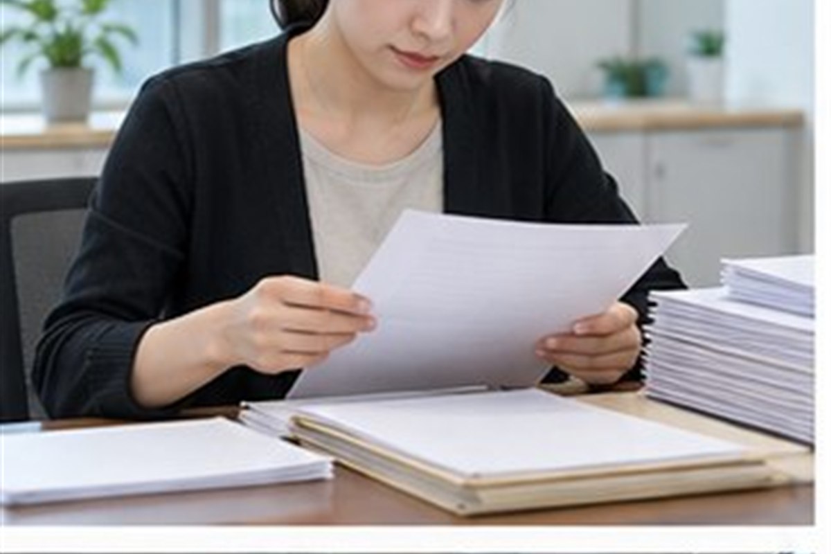 상속포기 심판문 발급 관련 법원 절차 서류를 차분히 분류하는 한국인 성인과 밝은 사무 공간