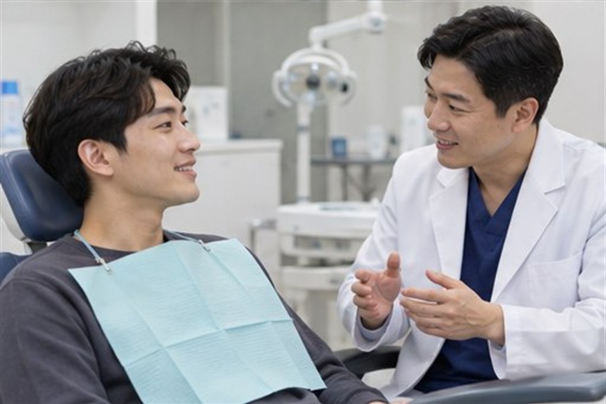 임플란트 뼈이식 비용 진료 방향을 상담하는 한국인 환자와 전문 의료진