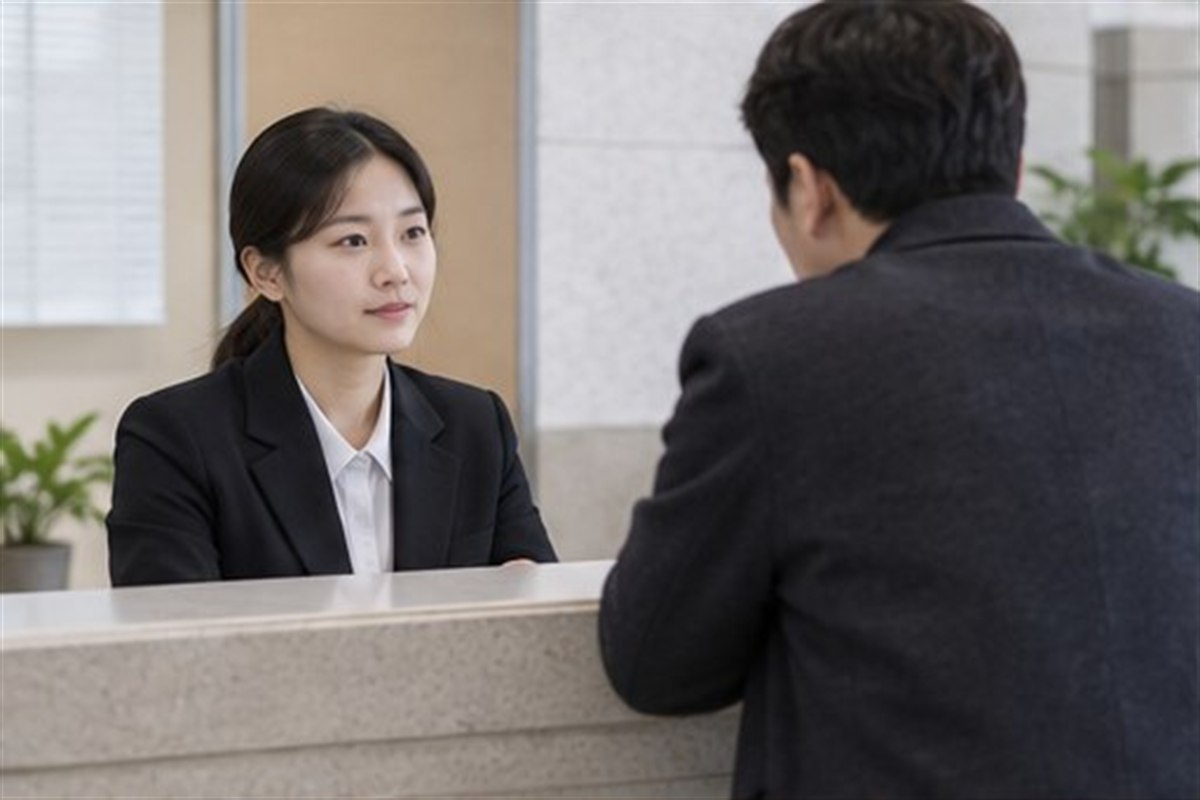 판결문 발급방법 절차를 상담하는 한국인 신청인과 법률 전문가
