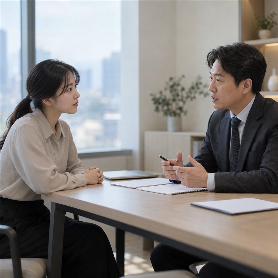 해고서면통지 확인 및 상담 장면