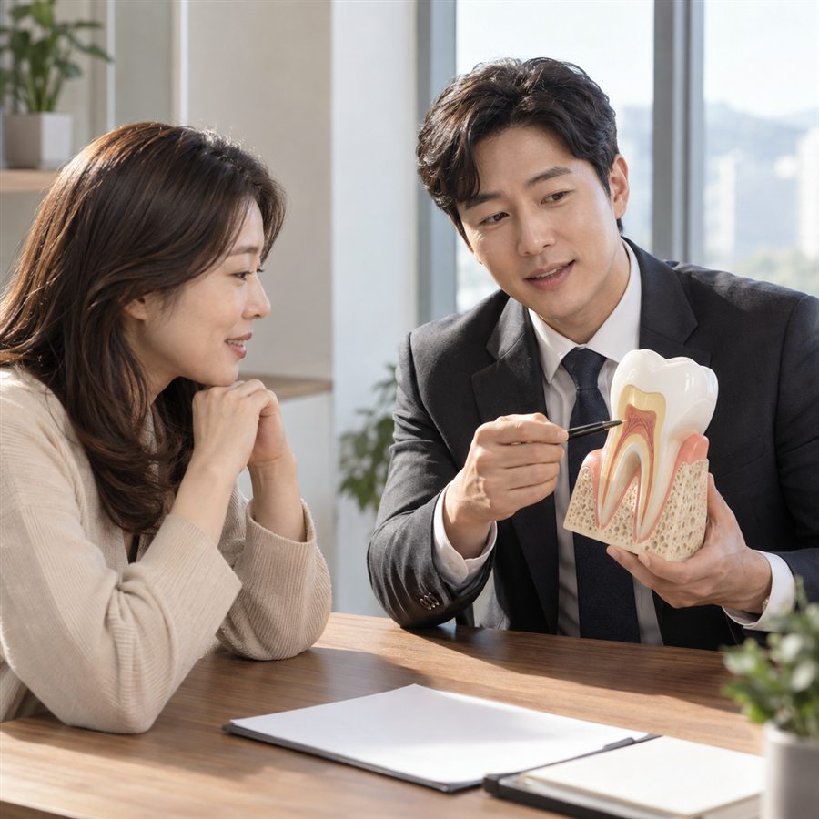 치아보험 면책기간 확인 및 상담 장면