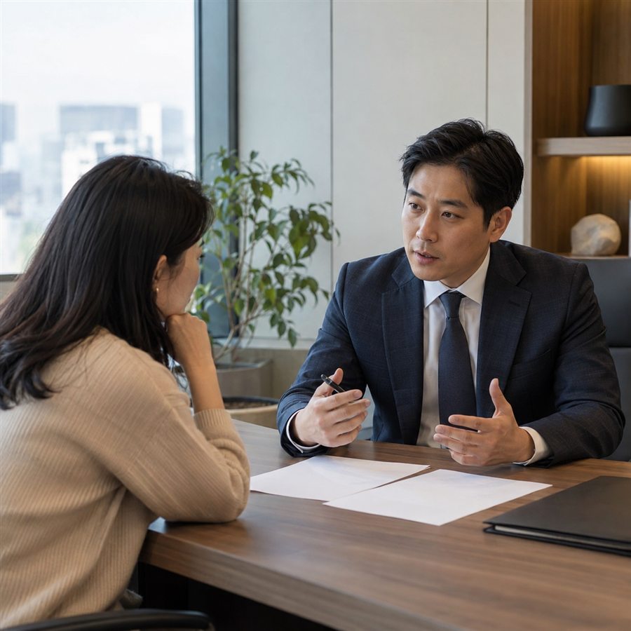 문서송부촉탁 확인 및 상담 장면
