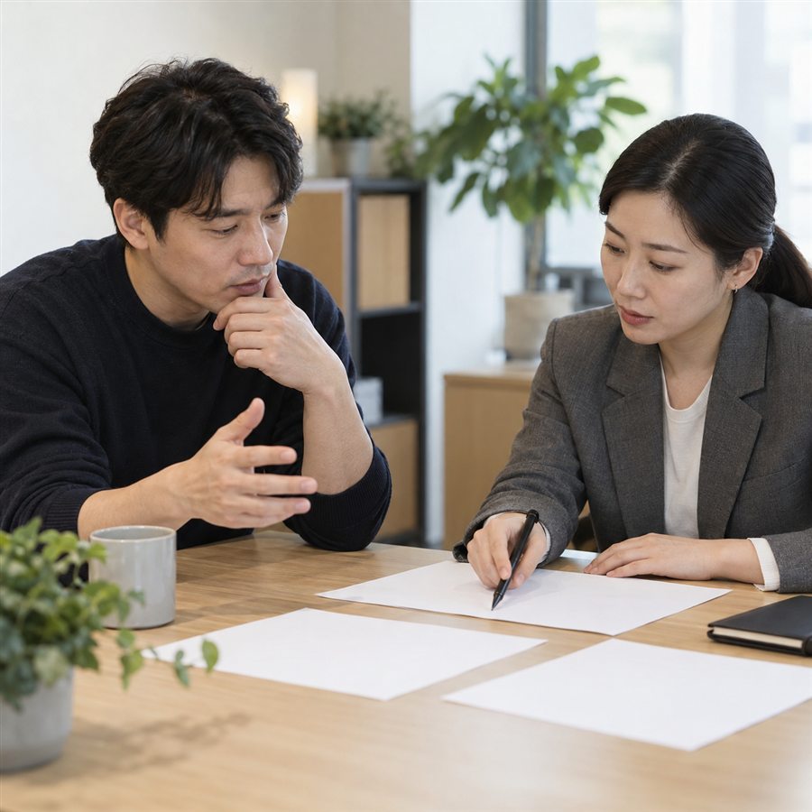 통신판매업 변경신고 확인 및 상담 장면