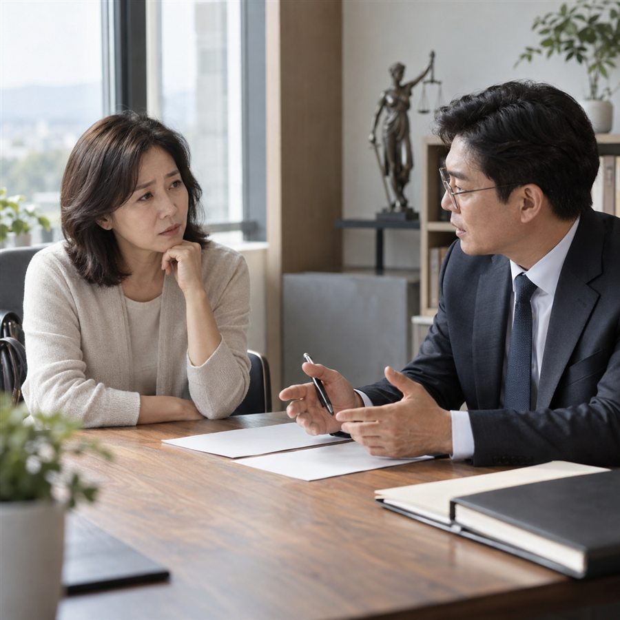 상속 시효 문제를 법률 전문가와 상담하는 여성