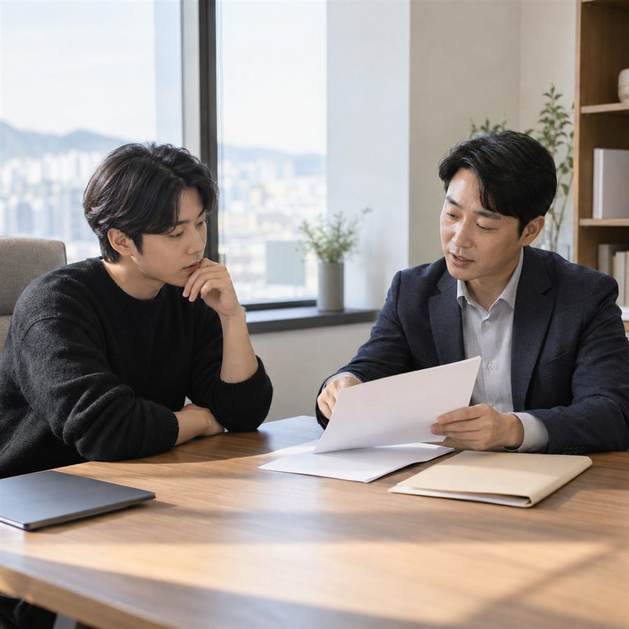 법인 자본금 준비를 회계 전문가와 상담하는 창업자