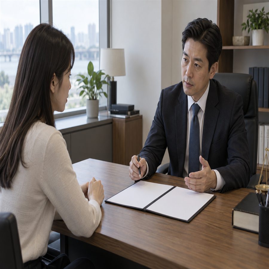 답변 방향을 상담하는 장면