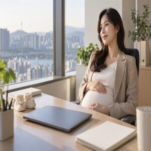 출산휴가를 준비하는 임신한 직장인