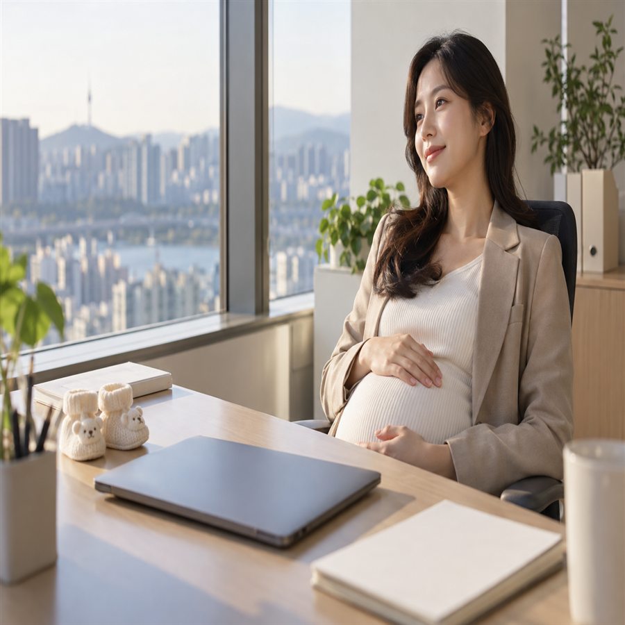 출산휴가를 준비하는 임신한 직장인