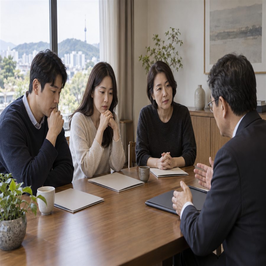 상속재산 분할을 논의하는 가족