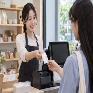 빈 영수증을 건네는 매장 직원