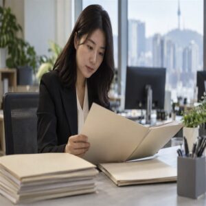 통상임금 자료를 검토하는 인사 담당자