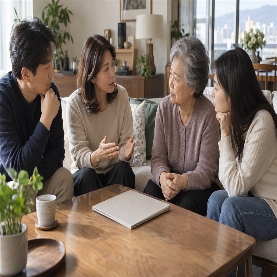 보험수익자 관련 자료를 함께 확인하는 가족