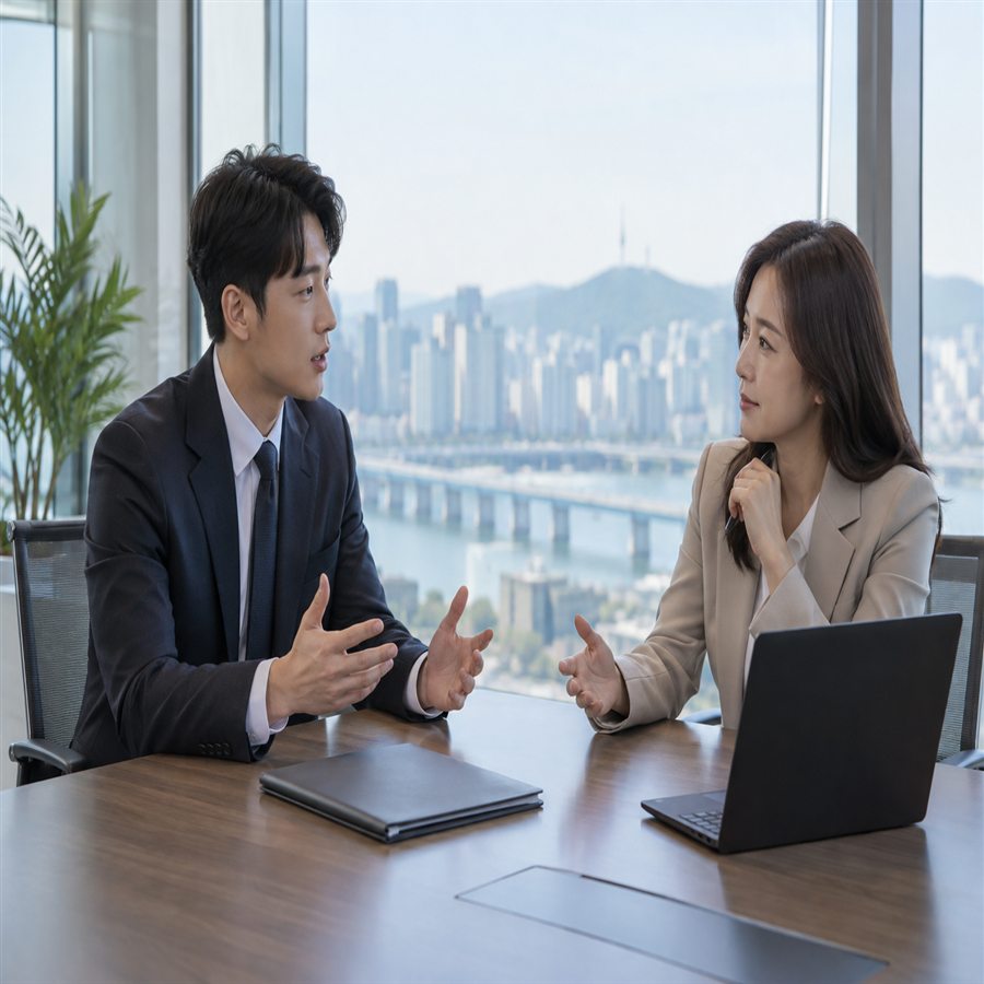 연차수당 정산 기준을 인사 담당자와 확인하는 모습