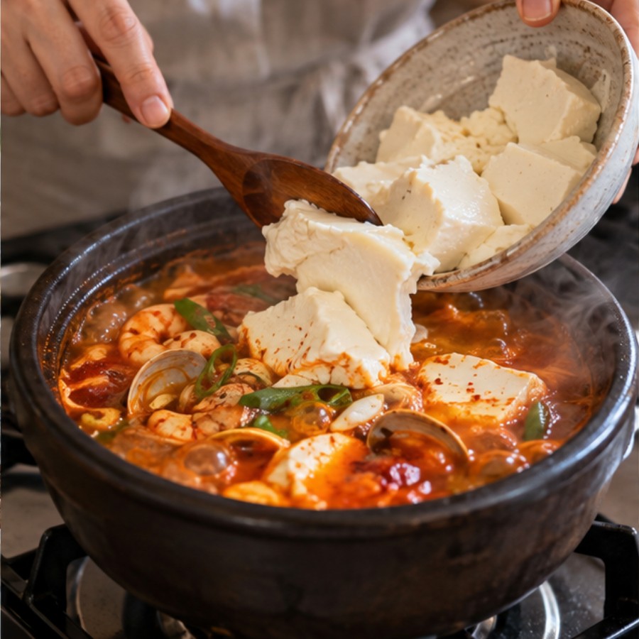 순두부찌개 레시피 확인 과정