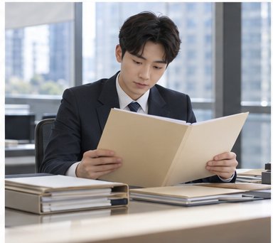 소송비용 사건 서류를 살펴보는 신청인