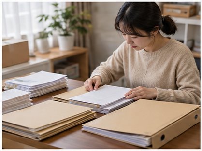 미지급 내역과 증빙 서류를 정리하는 보호자