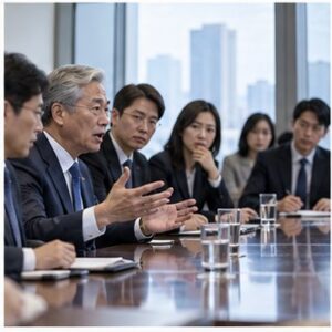 신주발행을 둘러싼 긴장된 주주 회의