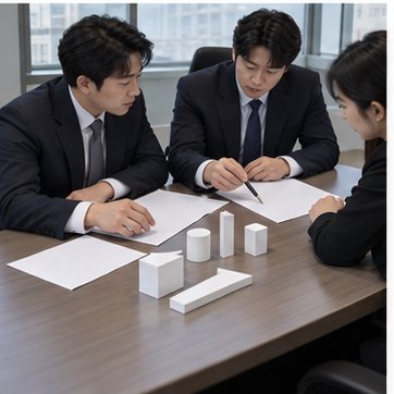 전환 조건과 자본 구조를 검토하는 회사 관계자