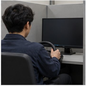운전적성정밀검사 장비 앞에 앉은 사업용 운전자