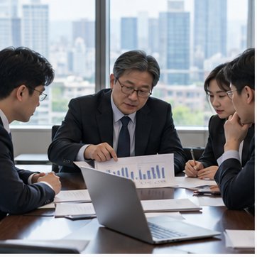 자본금 감소안을 검토하는 재무 회의