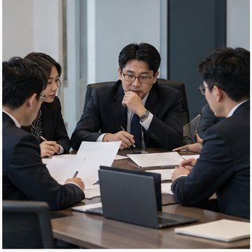 감자 후 자본 구조를 논의하는 회사 관계자
