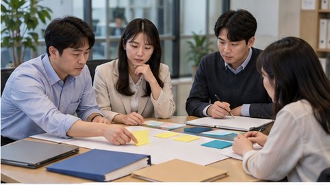 분할 뒤 두 조직의 업무 이전을 논의하는 회의