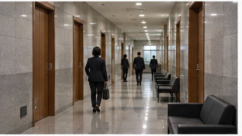 상속포기 심판문 발급을 기다리는 가사 법원 복도