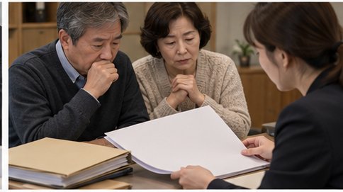 상속 사건 서류를 항목별로 정리한 책상