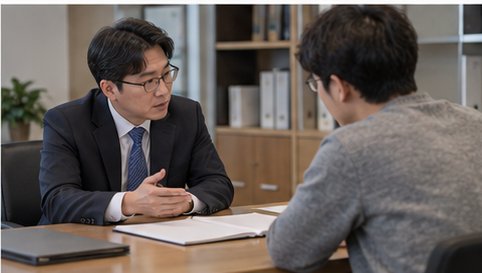 법원 조정 상담을 진행하는 장면