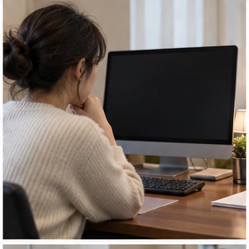 빈 화면 컴퓨터에서 사건 조회를 준비하는 장면