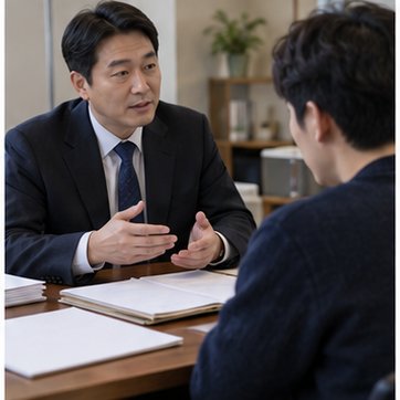 현금 없이 해방공탁 절차를 상담하는 장면