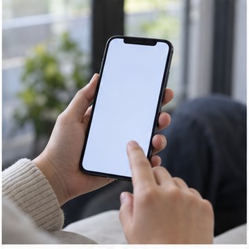빈 휴대전화 화면으로 우편 배달 상태를 확인하는 사람