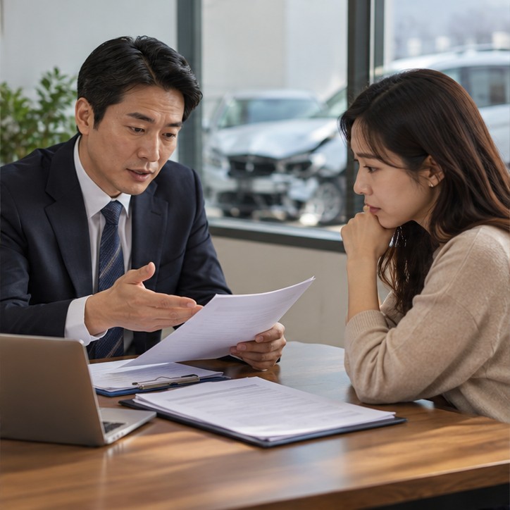 자동차보험 무보험차상해 금액 확인 장면 실사 이미지