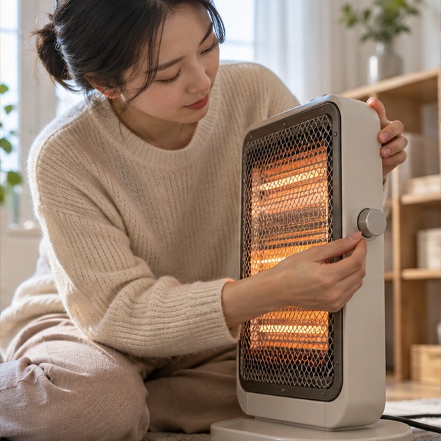 전기난로 확인 장면 실사 이미지