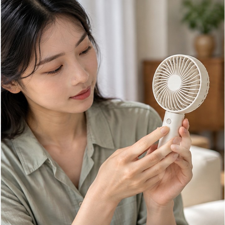 휴대용선풍기 고르는 순서 확인 장면 실사 이미지
