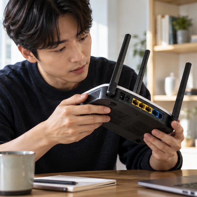 와이파이공유기 확인 장면 실사 이미지