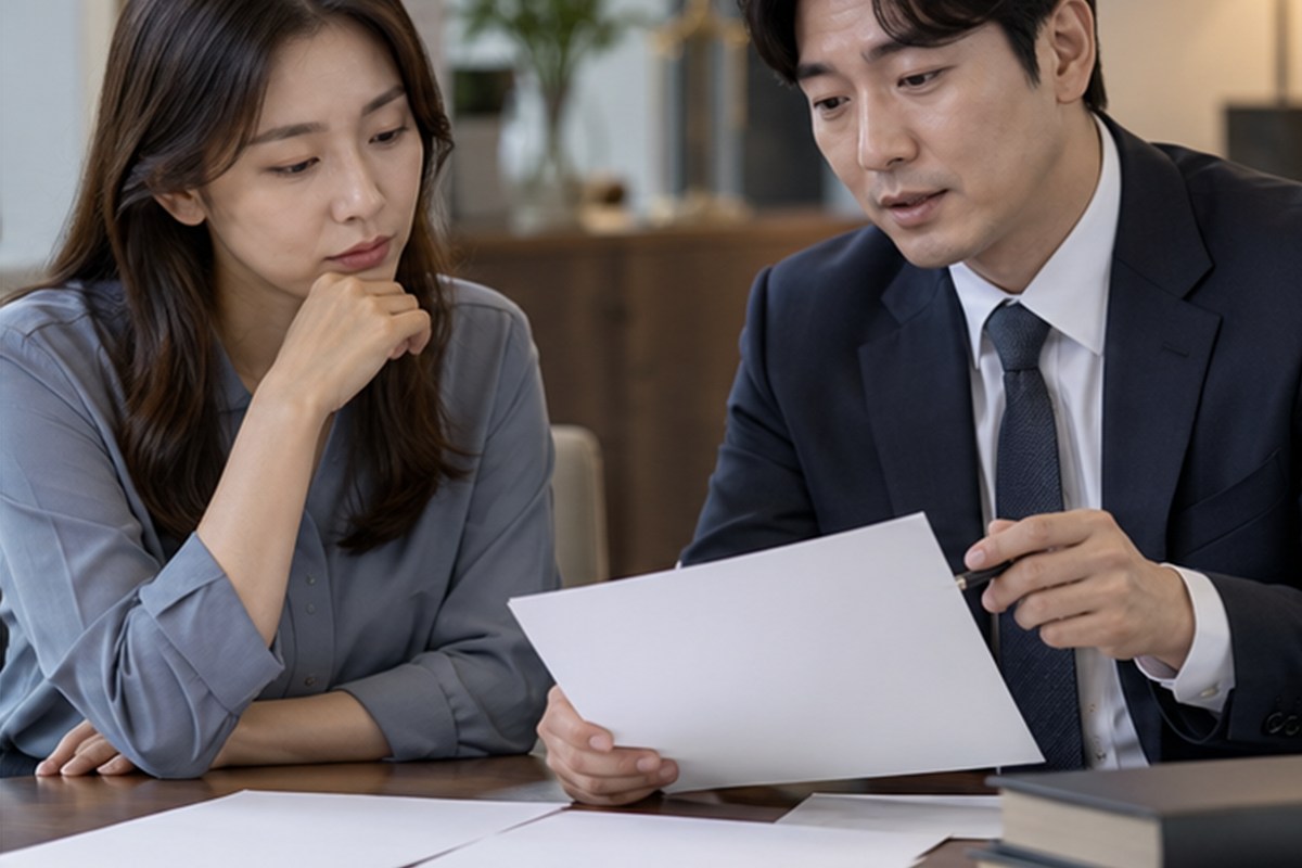 업무방해 변호사 비용 업무 범위를 비교하는 장면