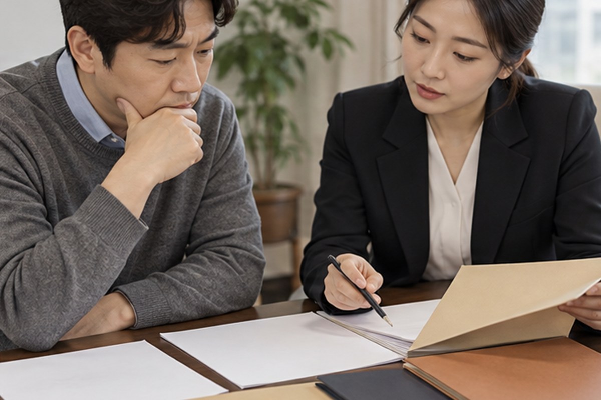 양육비 소송 변호사 비용 업무 범위를 비교하는 장면