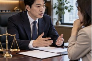 상표권 침해소송 비용 상담 장면